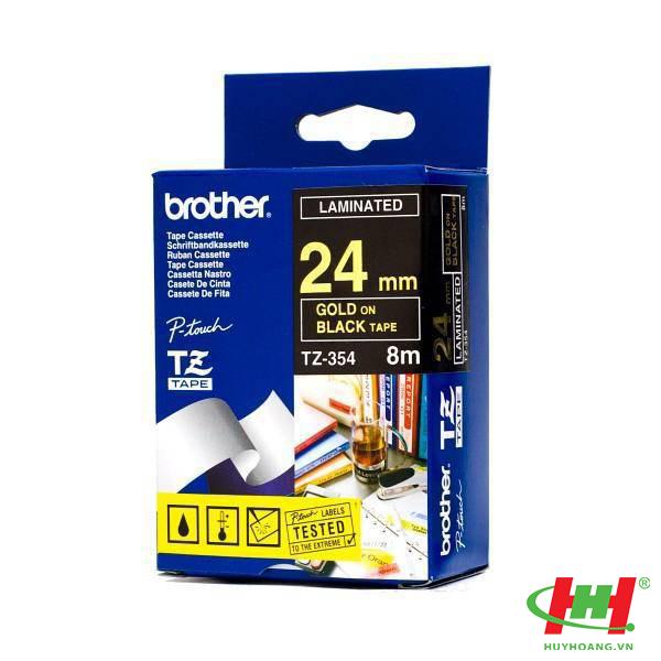 Băng nhãn Brother TZe-354 24mm x 8m Chữ vàng trên nền đen