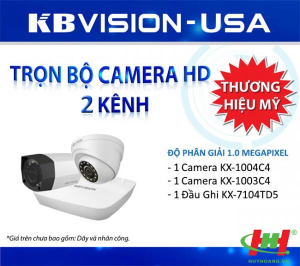 Bộ 2 camera quan sát HDCVI Kbvision 2.0 Megapixel