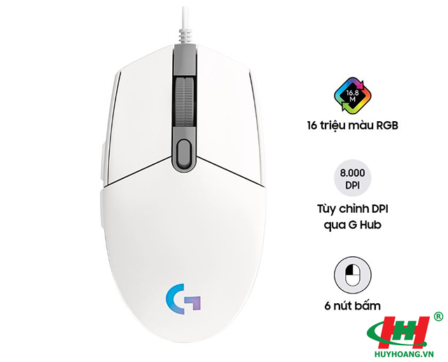 Chuột gaming Logitech G102 Gen2 Lightsync (trắng)