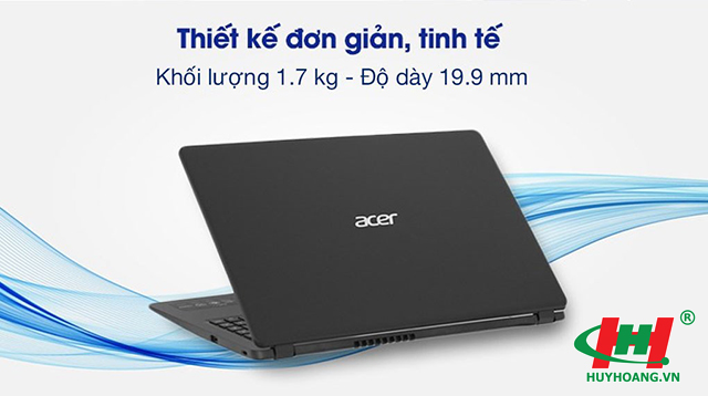 Máy tính xách tay ACER AS A315-56-32TP I3 (1005G1)/ 4G DDR4 Onboard/ SSD 256GB/ 15.6 FHD/ Win 11/ Đen,  nhựa