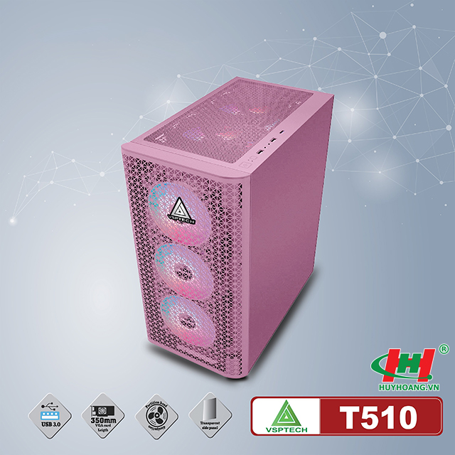 Thùng máy Case VSP Gaming T510 Pink (No Fan)