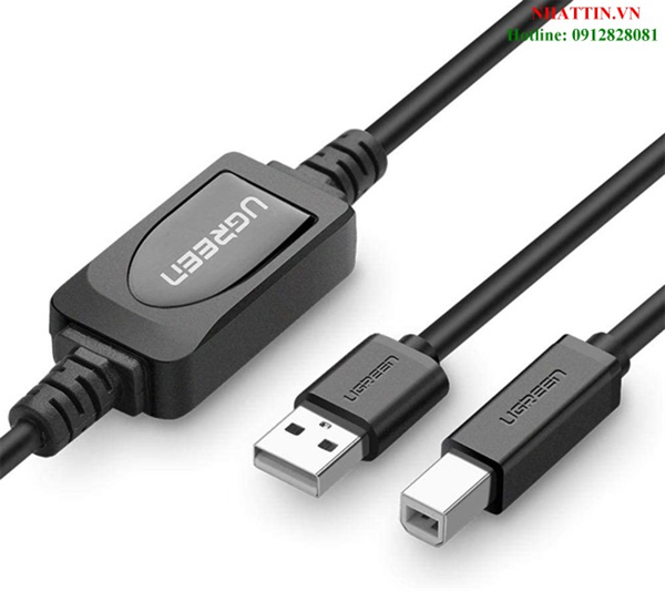 Cáp máy in USB 2.0 dài 10m Ugreen 10374 có IC khuếch đại