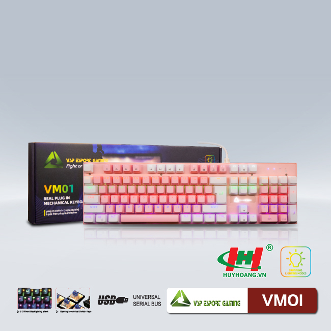 Bàn phím VSP eSport Gaming VM01 - PINK