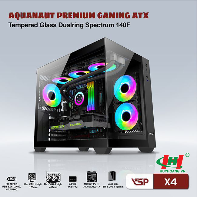 Thùng máy tính Case gaming Aquanaut VSP X4 - Black