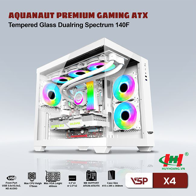 Thùng máy tính Case GAMING AQUANAUT VSP X4 màu trắng/white