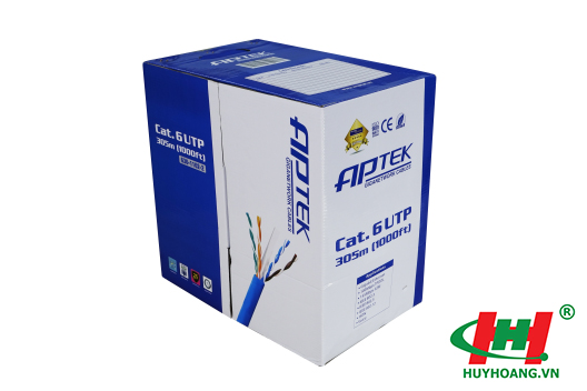 Cáp mạng APTEK CAT.6 UTP Copper,  23AWG,  vỏ nhựa PVC 305m 630-1102-2,  cáp đồng 99, 9%