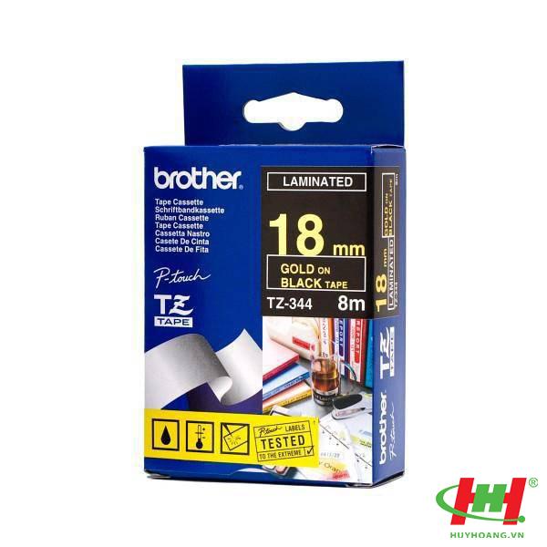 Băng nhãn Brother TZe-344 18mm x 8m Chữ vàng trên nền đen