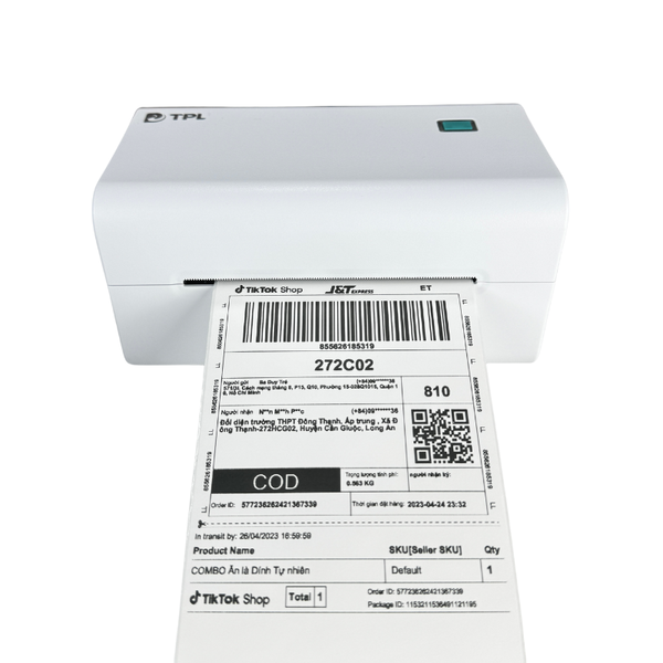 Máy in mã vạch TPL TD-402S (Máy in đơn hàng Tiktok,  Shopee,  Lazada,  Viettel post Khổ 108mm - A6,  USB + Bluetooth/Wifi)