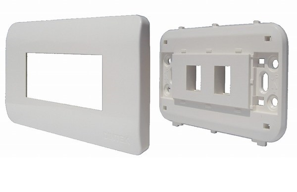 Mặt nạ 2 port Dintek Wallplate (1303-11031) Face plates - Mặt nạ 02 port,  US type,  120 x 70 x 6.2mm