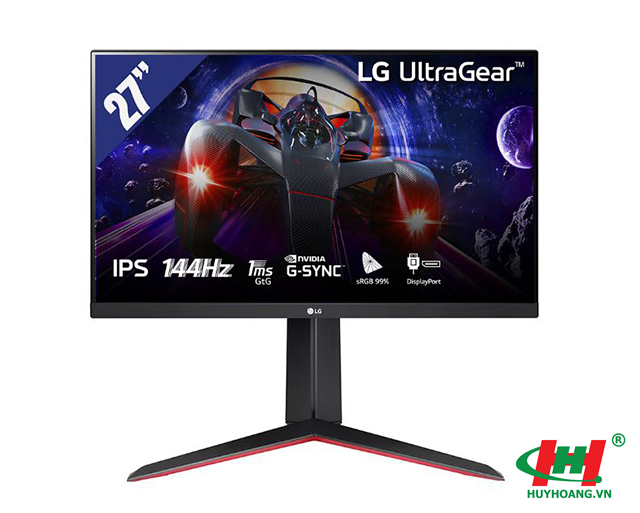 Màn hình vi tính LG 27inch 27GN65R-B.ATV (1920 x 1080/IPS/144Hz/1 ms/FreeSync Premium) treo tường được,  HDMI,  DP 1.4,  cổng tai nghe