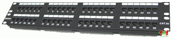 Patch panel 48 Port,  CAT.5e,  2U,  19" rackmount,  Krone type
