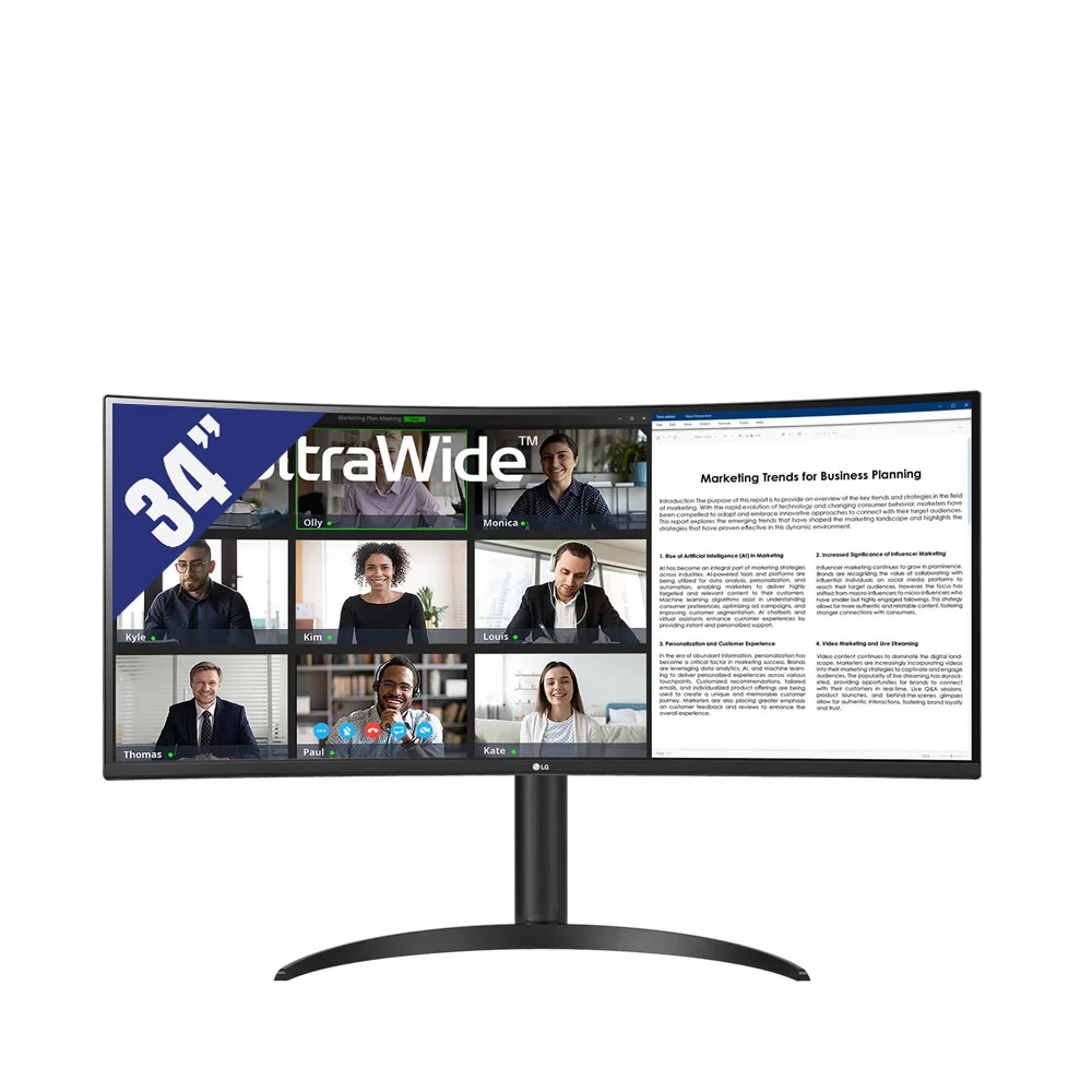 Màn hình vi tính cong LG UltraWide 34WR55QC-B.ATV 34inch (WQHD 3440 x 1440 / VA/ 100Hz/ 5ms) 1 x DisplayPort 1.4,  2 x HDMI 2.0,  2 x USB-A,  1 x USB Type-C