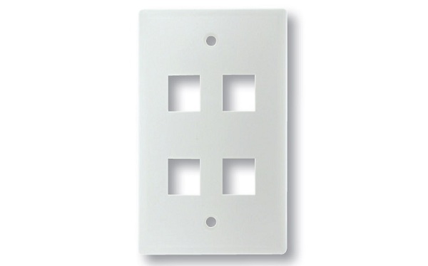 Mặt nạ 4 port Dintek Wallplate (1303-11022) Face plates - Mặt nạ 04 port,  US type,  70 x 114mm - Mặt phẳng