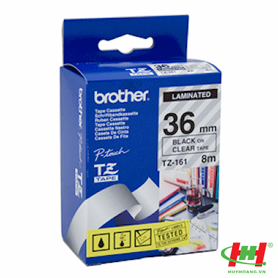 Băng nhãn Brother TZe-161 36mm x 8m Chữ đen nền trong