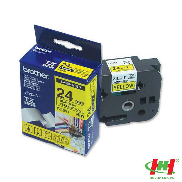Băng nhãn Brother TZe-651 24mm x 8m Chữ đen nền vàng