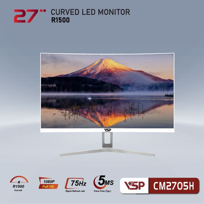 Màn hình cong VSP Thinking 27inch CM2705H WHITE (FHD 1920x1080/ VA/ 75Hz/ 5ms/ VGA/ HDMI)