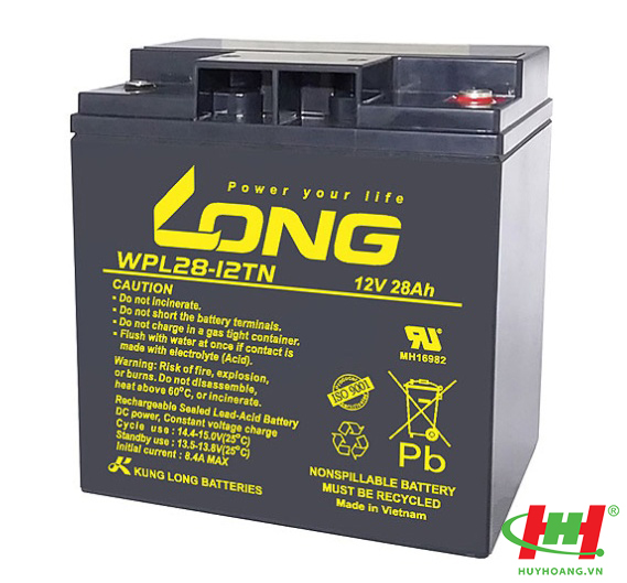 Bình ắc quy Long 12V-28Ah (WPL28-12TN,  WP28-12TN; WPL28-12T,  WP28-12T; WPL28-12TM,  WP28-12TM)