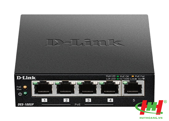 Bộ chia mạng và cấp nguồn PoE 5 cổng Fast Ethernet D-link DES-1005P