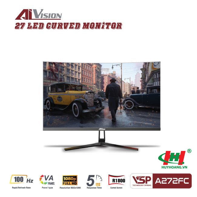 Màn hình cong 27inch Aivision A272FC ( FHD,  VA,  5ms,  100hz,  VGA/ HDMI)