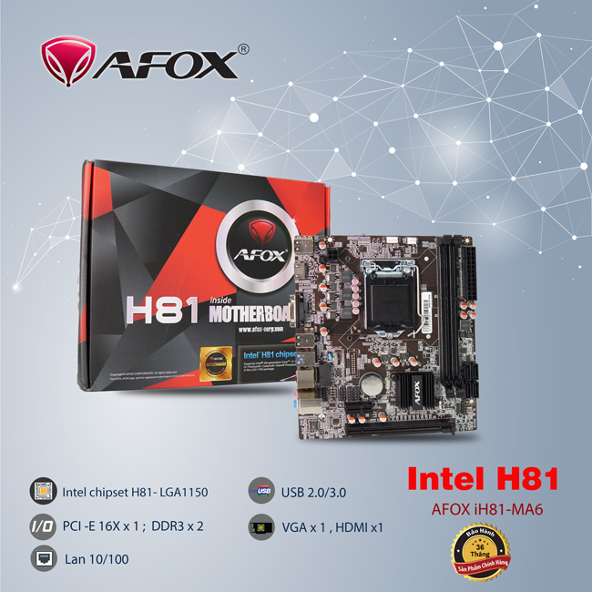 Mainboard AFOX H81 MA6 (SK1150,  HDMI,  VGA)