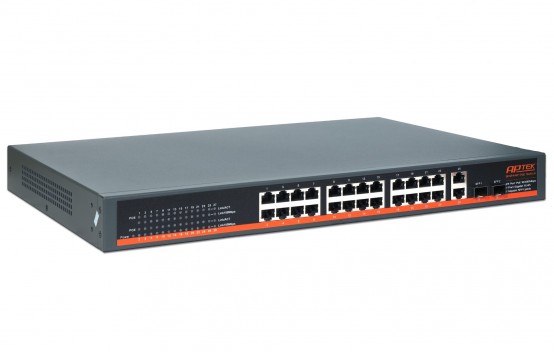 Switch 24 port PoE APTEK SF1244P chuyên dụng cho camera,  truyền tín hiệu và nguồn đến 250m