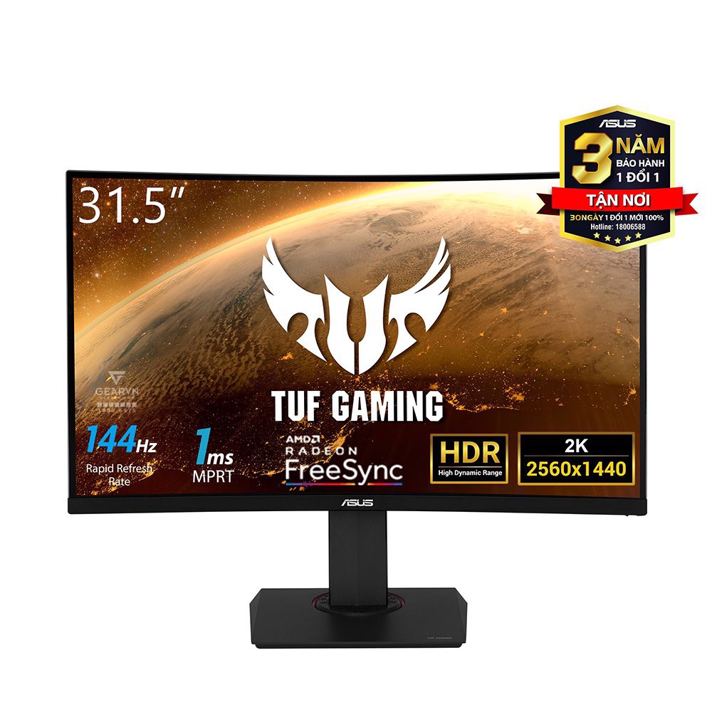 Màn Hình LCD Gaming Cong ASUS TUF VG32VQ-J 31.5inch /WQHD 2560x1440 /144Hz /VA/1ms/ HDR10 /2*HDMI /DP/ Audio/ Loa /Đen