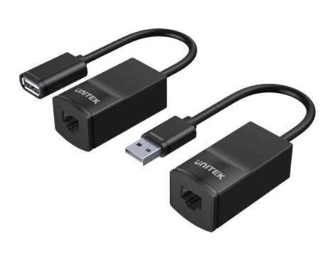 Bộ Mở Rộng Kéo Dài USB Qua Cáp Mạng LAN Unitek Y-UE01001 (60m | USB 1.1 | 2 Cái / Bộ | Đen)
