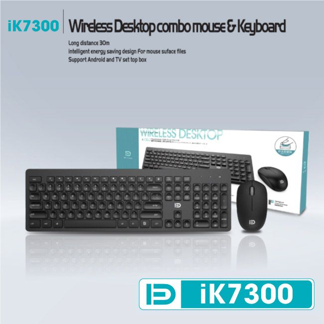 Bộ Bàn phím + Chuột không dây FD iK7300 - Đen