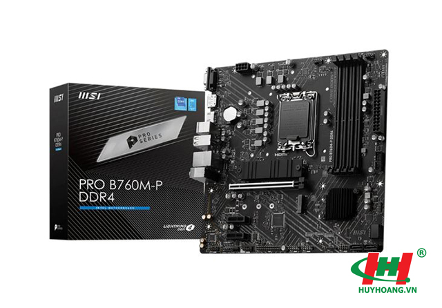 Mainboard MSI PRO B760M-P DDR4 (Socket: 1700,  Chipset: B760,  4 khe DDR4,  tối đa 128GB,  4 x SATA 3 6Gb/s,  1 x M.2 NVMe,  1 x M.2 SATA/ NVMe,  1 x HDMI,  1 x DisplayPort,  1 x VGA/ D-sub)