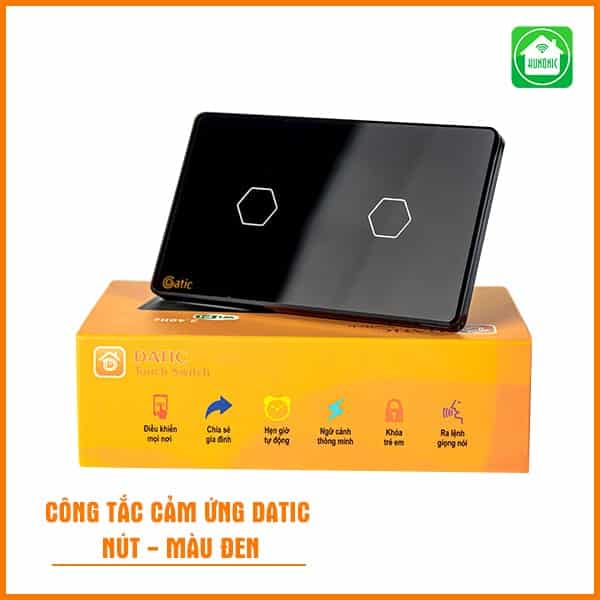 Công Tắc Cảm Ứng Thông Minh Datic – 2 Nút Màu Đen
