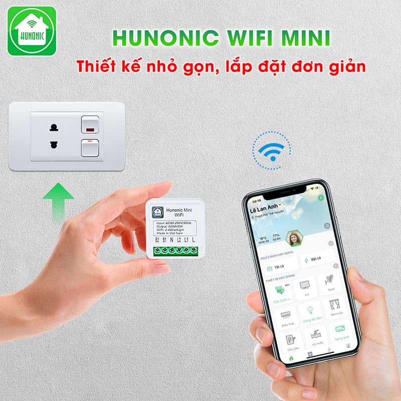 cong tac thong minh hunonic wifi mini 6 Công tắc điều khiển từ xa Hunonic Mini 12