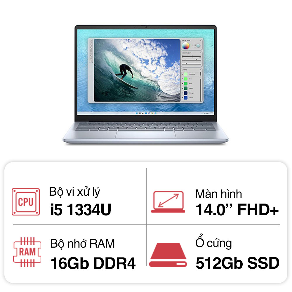 Máy tính xách tay Dell Inspiron 14 5440 INTEL(R) CORE(TM) 5 120U,  14.0INCH FHD+,  2X8G,  512GB SSD/ 4 CELL-54WHR/ WIN 11/ OFFICE H&S 2021 - N4I5211W1-ICEBLUE* - 01Y