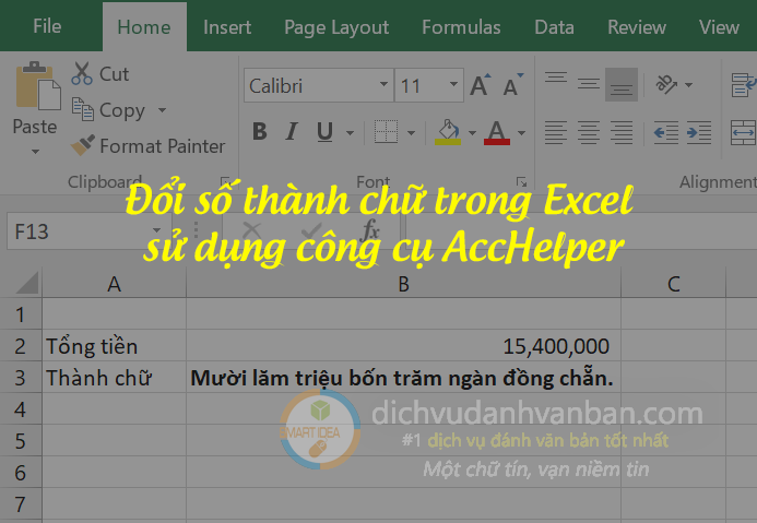 đổi số thành chữ trong excel sử dụng acchelper