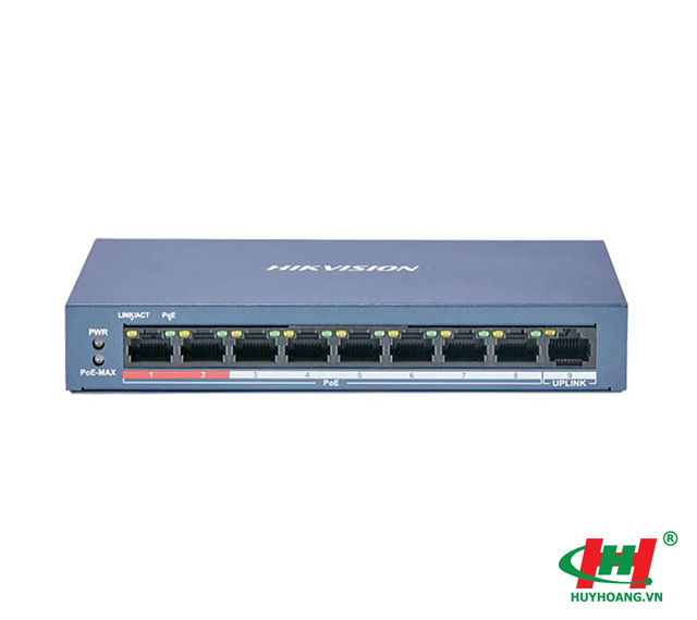 Switch HIKVISION PoE 8 cổng 100M DS-3E0109P-E/M(B) (8 cổng PoE,  2 cổng uplink 10/100/1000 Mbps)