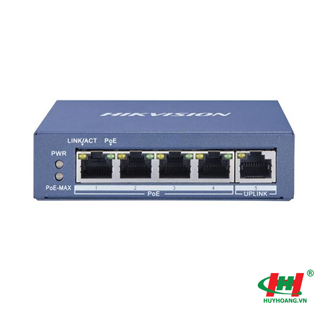 Switch Hikvision GIGABIT 4 cổng PoE 1000Mpbs DS-3E0505P-E/M (4 cổng PoE 1000Mpbs,  1 cổng uplink 1000Mbps)