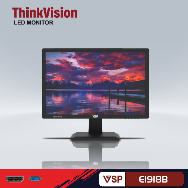 Màn hình VSP ThinkVision 19inch led Monitor E1918B 1440X900,  5ms,  60Hz,  VGA/HDMI,  2Yr