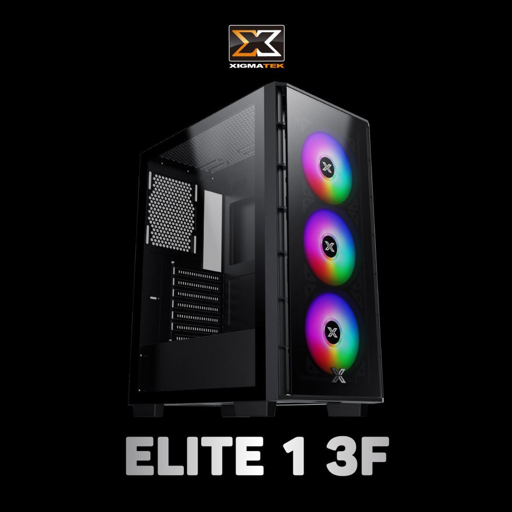 Thùng máy tính Case XIGMATEK ELITE 1 3F (EN0839) - GAMING ATX,  KÈM 03 FAN XIGMATEK X22F