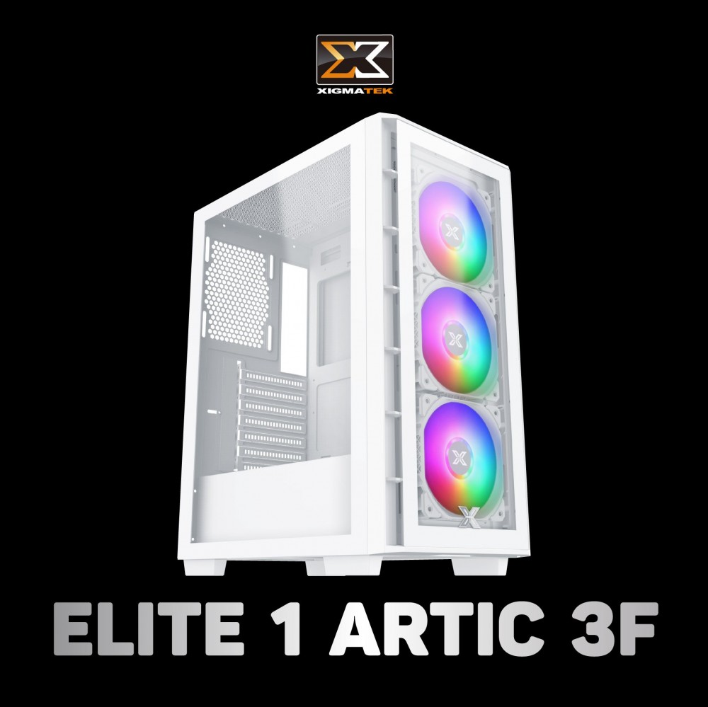 Thùng máy tính Case XIGMATEK ELITE 1 ARTIC 3F (EN0846) - GAMING ATX,  KÈM 03 FAN XIGMATEK X22F WHITE