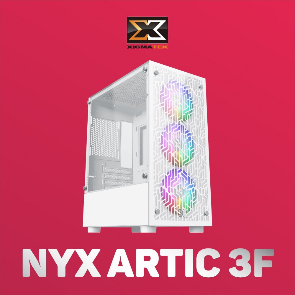 Thùng máy tính Case XIGMATEK NYX ARCTIC 3F (EN40337) - GAMING M-ATX,  KÈM 03 FAN XIGMATEK X22F WHITE