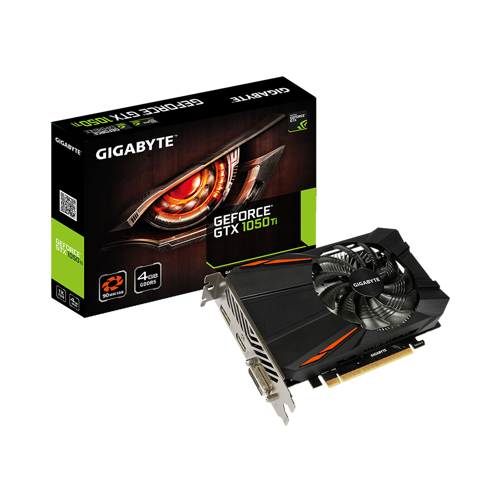 Card màn hình GIGABYTE GeForce GTX 1050Ti 4GB GDDR5 (GV-N105TD5-4GD) HDMI,  DisplayPort,  DVI-D