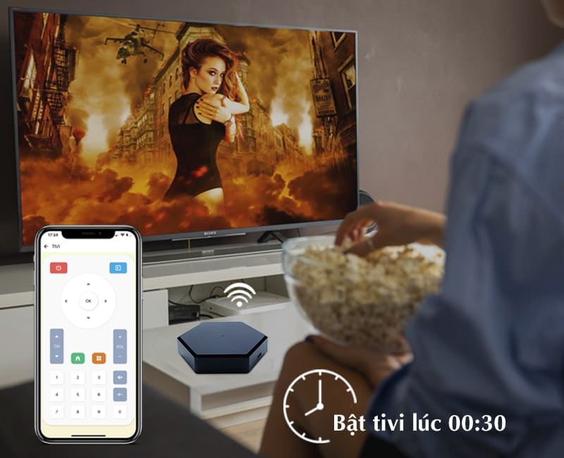 Bộ điều khiển hồng ngoại wifi Hunonic IR Smart, điều khiển Tivi, Điều Hoà qua điện thoại 8 hen gio 800x650 min