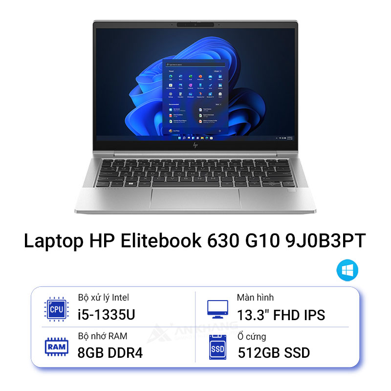 Máy tính xách tay HP Elitebook 630 G10 9J0B3PT i5-1335U/ 8G/ 512GSS 13.3FHD/ FP/ WL/ BT/ 3C42WHr/ ALU/ W11SL/ LED_KB/ BạC / 1 Year