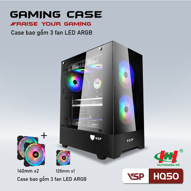 Thùng máy tính Case GAMING VSP HQ50 màu đen/black