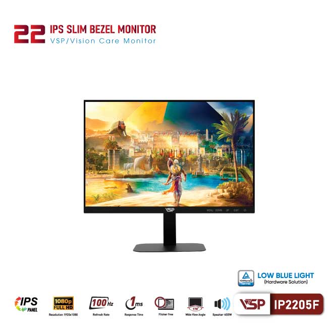 Màn hình vi tính LCD VSP IP2205F 21.45inch 22inch,  IPS,  1ms,  100Hz,  VGAx1,  HDMI1.4x1