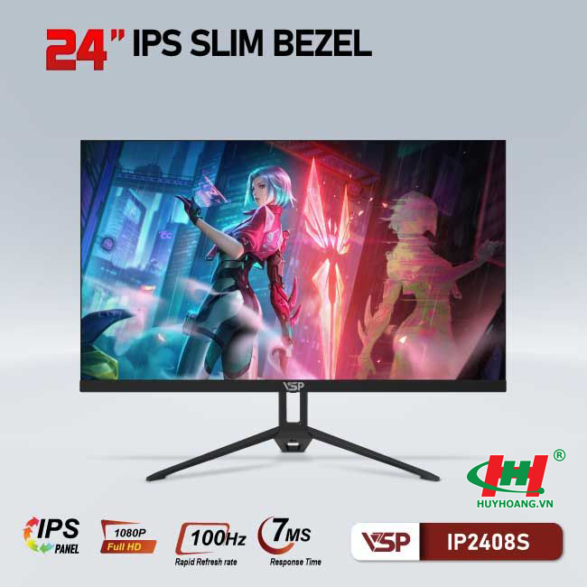 Màn hình VSP IPS Thinking 24inch tràn viền IP2408S - 7ms - 100hz- VGA/ HDMI 1.4x1/ Audio Out