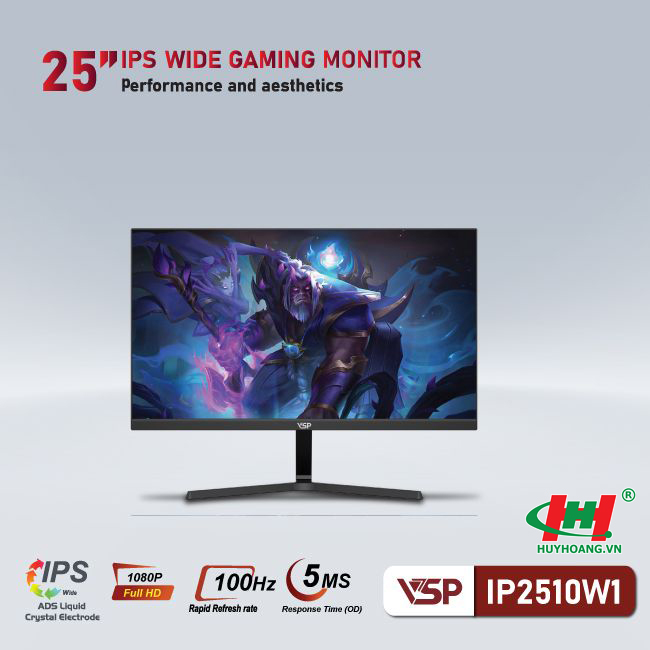 Màn hình VSP IPS - IP2510W1 - 25inch - 100Hz - 5Ms - HDMI x1/ VGAx1/ Audio out SPK 8Ω 3w