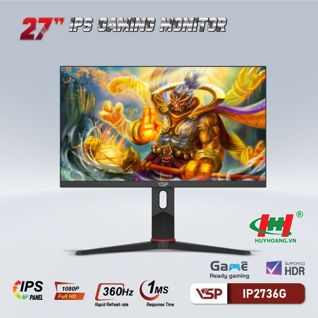Màn hình vi tính VSP IP2736G IPS gaming - 360Hz HDMI 2.0 x 2/ DP 1.4 x 2/ Audio Out