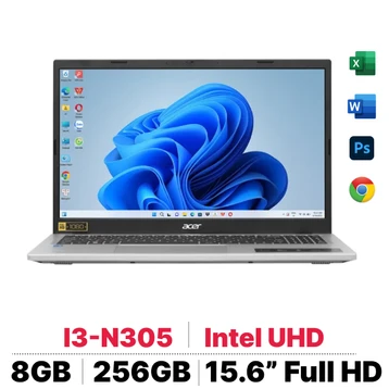 Laptop Acer Aspire 3 A315-510P-32EF NX.KDHSV.001 i3-N305 ( 3.8GHz/ 6Mb/8 nhân,  8 luồng)/ 8G/ SSD 256GB/ 15.6 FHD/ Win 11/  Bạc/ nhựa.