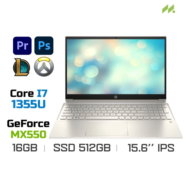 Máy tính xách tay HP Pavilion 15-eg3035TX 8U6L7PA (i7-1355U/ Ram 16GB/ SSD 512GB/ MX550 2GB/ Windows 11/ 1Y/ Vàng)