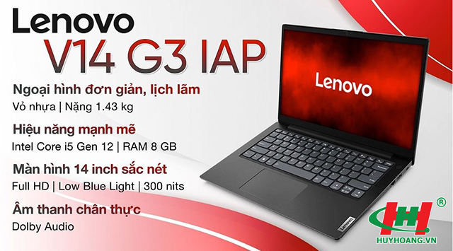 Máy tính xách tay LENOVO V14 G3 IAP-82TS005YVN I5(1235U)/ 8G/ SSD 512GB/ 14FHD,  IPS/ No OS/ Đen,  nhựa,  CH 1N